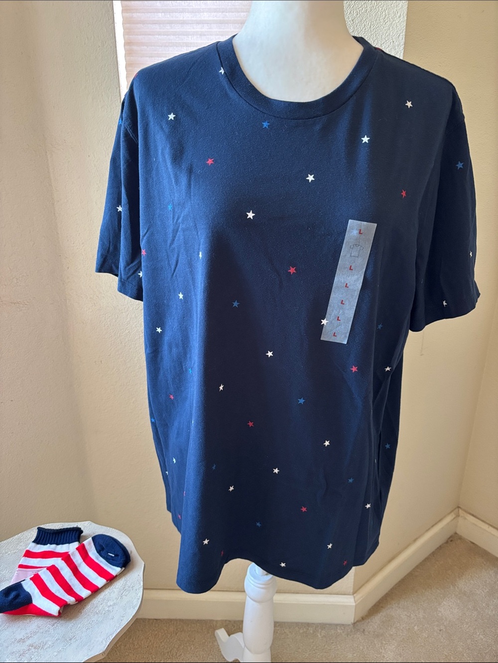 Old Navy Navy Star Print Short Sleeve Tee Patriotic